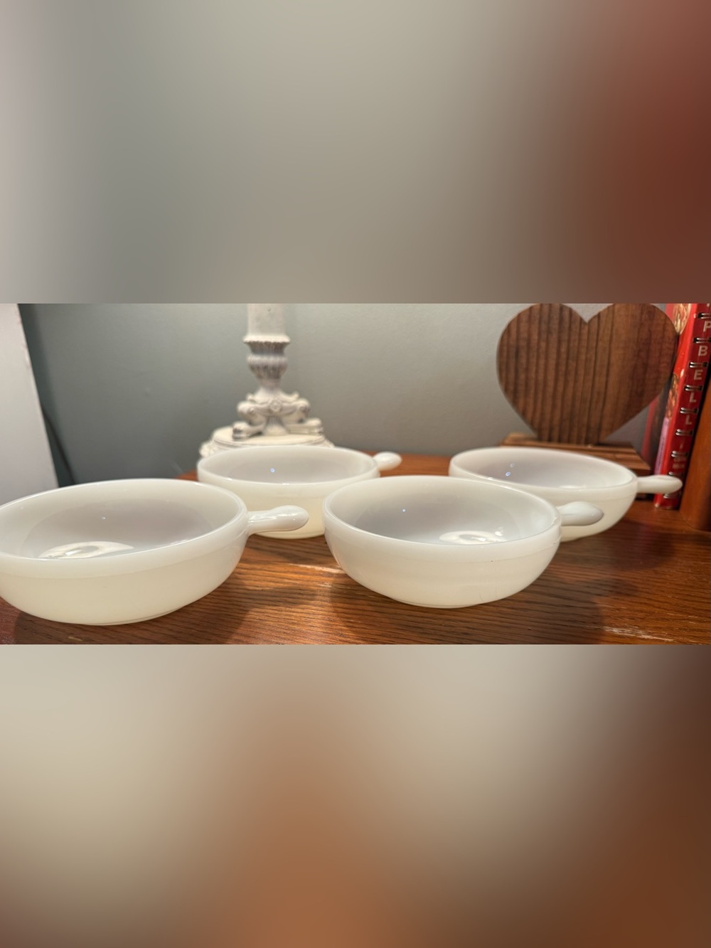 Vintage Glasbake Milk Glass Serving Bowl Set (4)